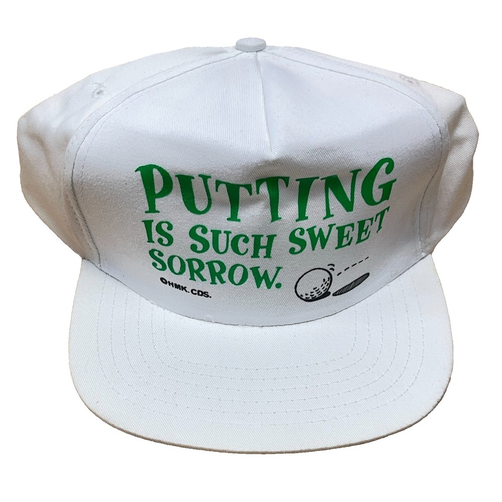 Vintage Golf Hat Cap Snapback WhiteGreen Funny Joke Putting 90s Adult
